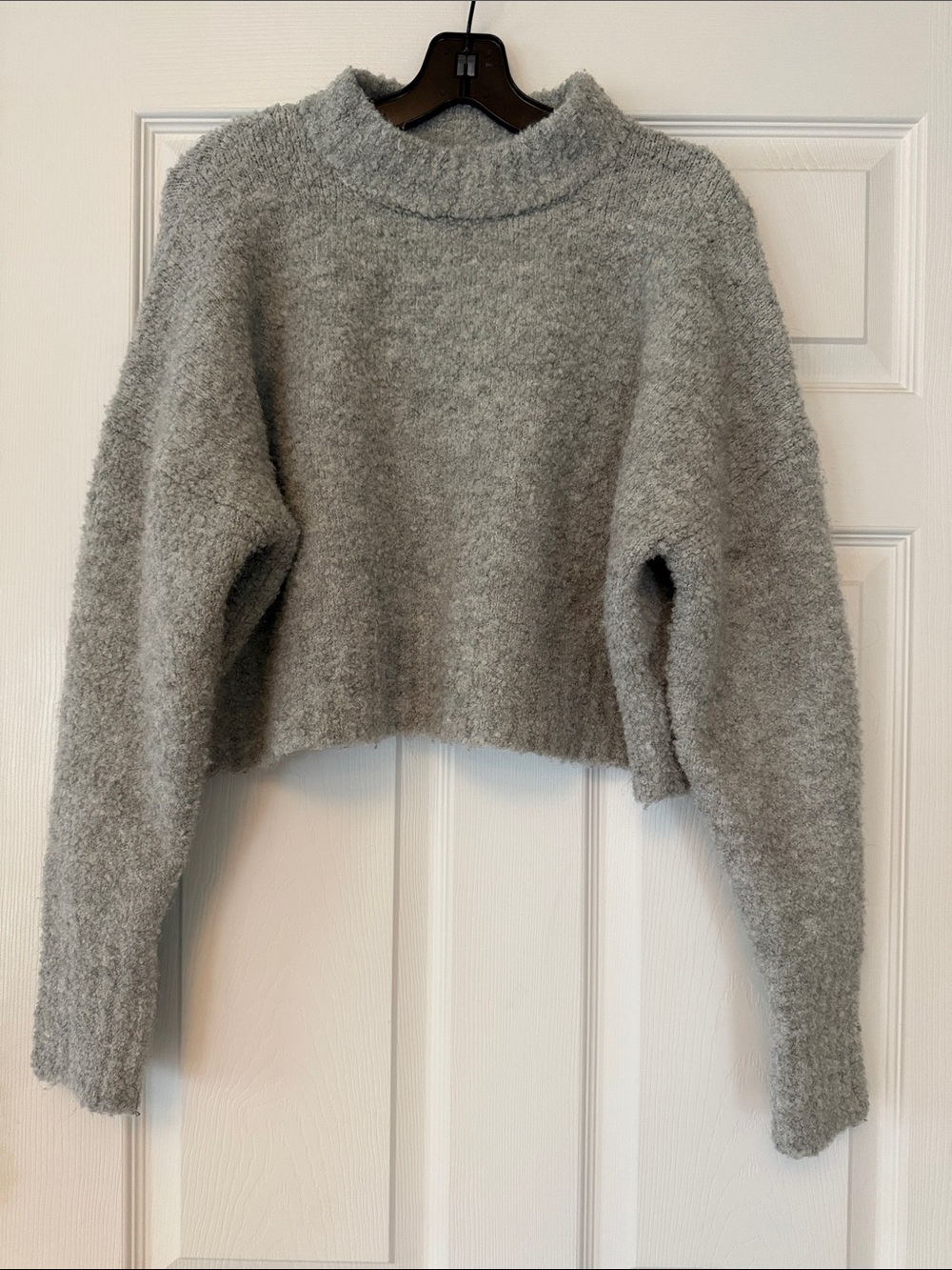 We The Free Plush Heather Gray Cropped Turtleneck Sweater